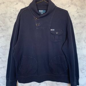 Polo Ralph Lauren Blue Clasp Shawl Neck Pullover
